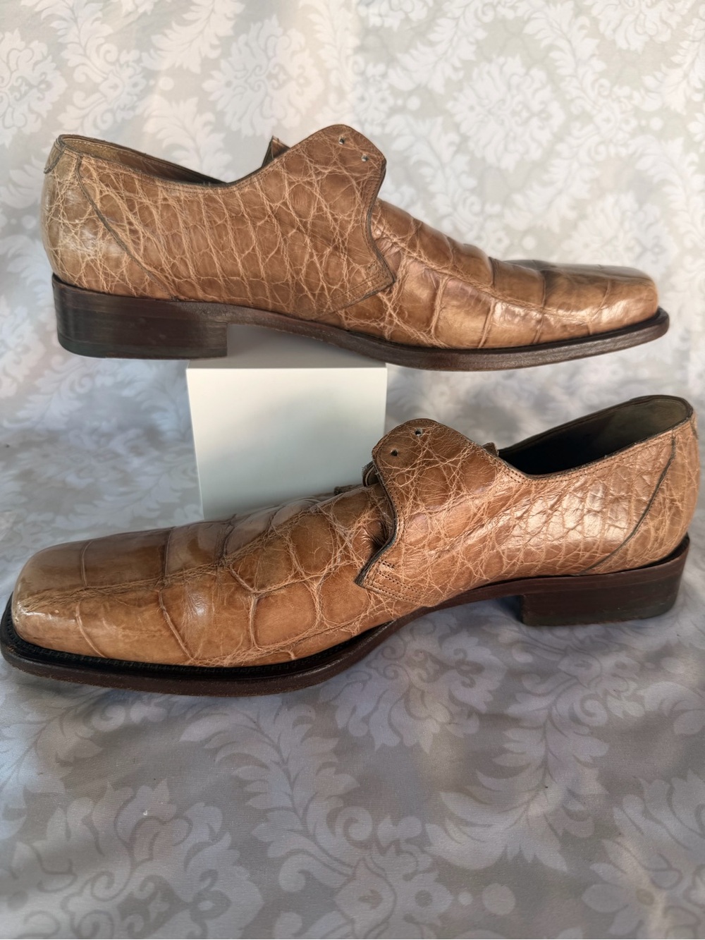 Mauri Tan Crocodile-Embossed Leather Slip-On Loafers